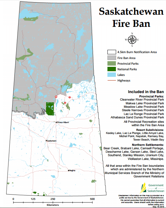 Open fires banned in Lac La Ronge Provincial Park and all provincial forests north of Churchill River