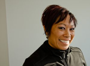 Gigi Rempel is pictured in the offices of 106.1 The Goat. Photo by James Wood/106.1 The Goat/Vista Radio 