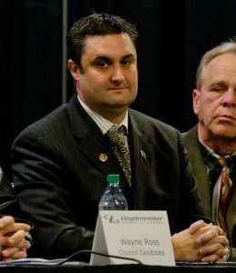 Don Schille is pictured during the all-candidates forum on October 18. Photo by James Wood/106.1 The Goat/Vista Radio