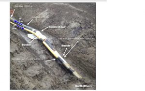 An image from the Husky report of the damaged pipe before it was removed. 
