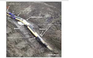 An image from the Husky report of the damaged pipe before it was removed.