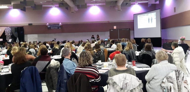 Local woman sharing her story at the Inspiring Women Conference in Lloydminster