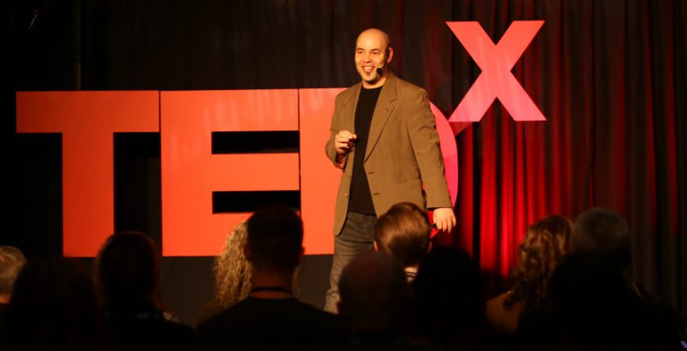 TEdx speaker spreading knowledge at Vermilion Business Awards