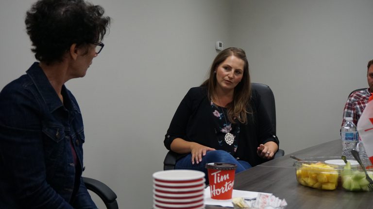 Falk connects with constituents at open house