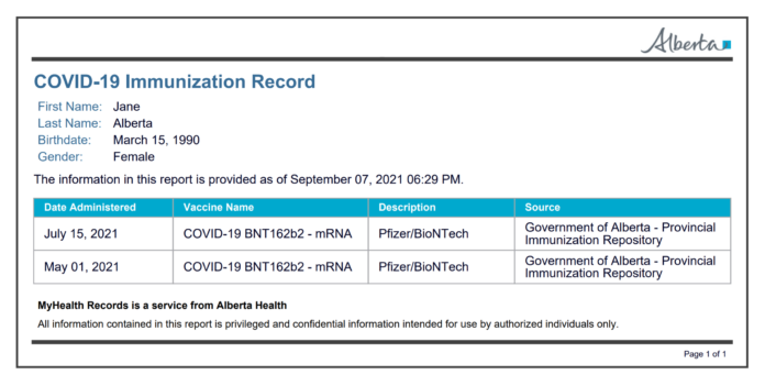 Alberta registry offices now providing vaccination proof cards