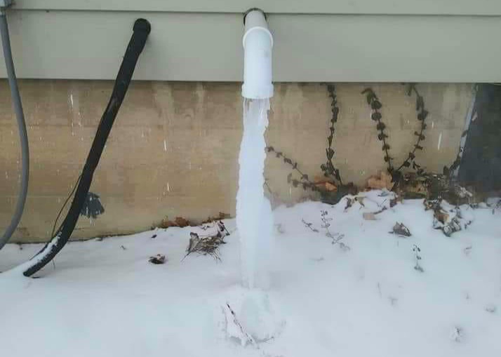 Beware that frozen furnace exhaust pipe