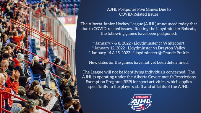 AJHL Postpones Upcoming Lloydminster Bobcats Games