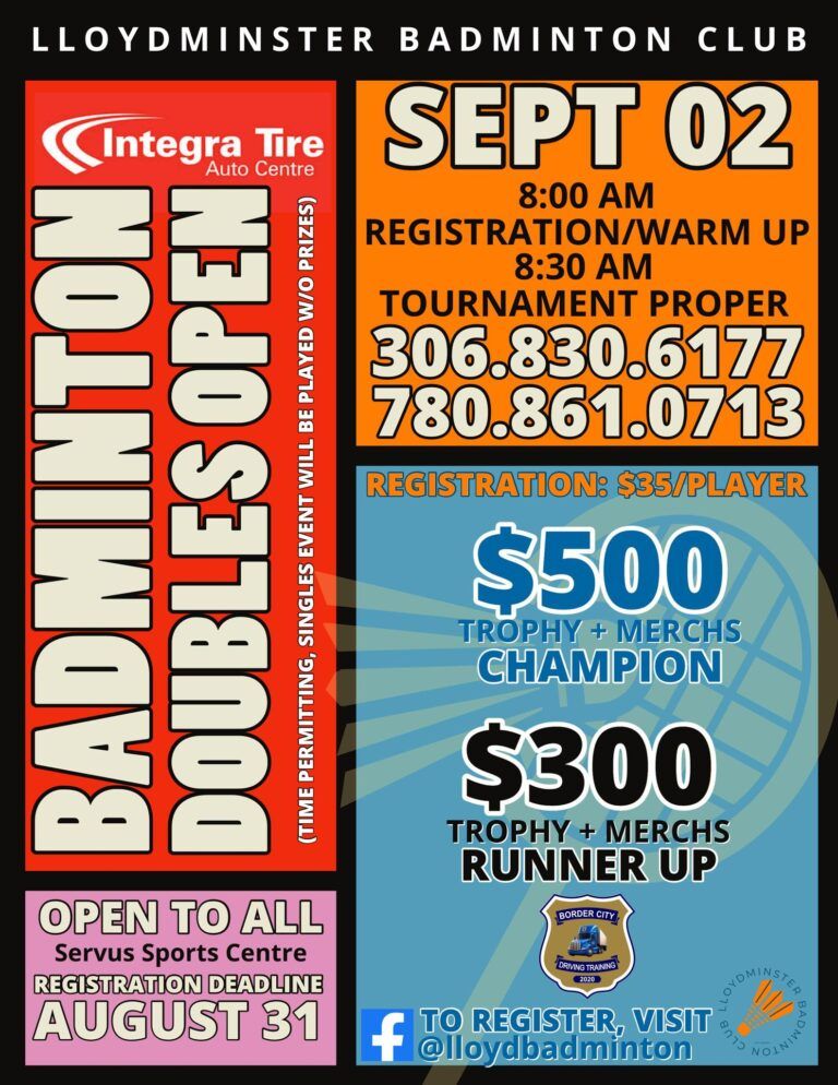 Lloydminster Badminton Club hosts doubles open tournament on Saturday