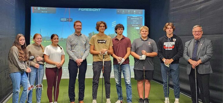 Indoor golf simulator available at Holy Rosary