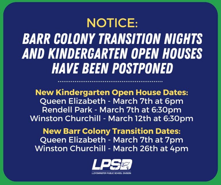 Certain Kindergarten Open Houses and Barr Colony Transition Nights Postponed