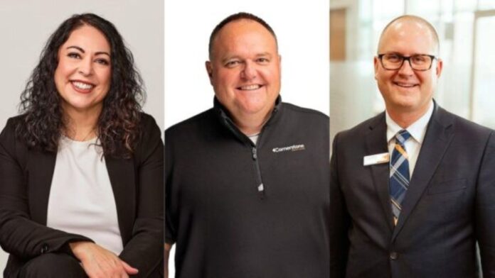 CEOs of Cornerstone, Conexus and Synergy Credit Unions. | Photo: Credit Unions, supplied.