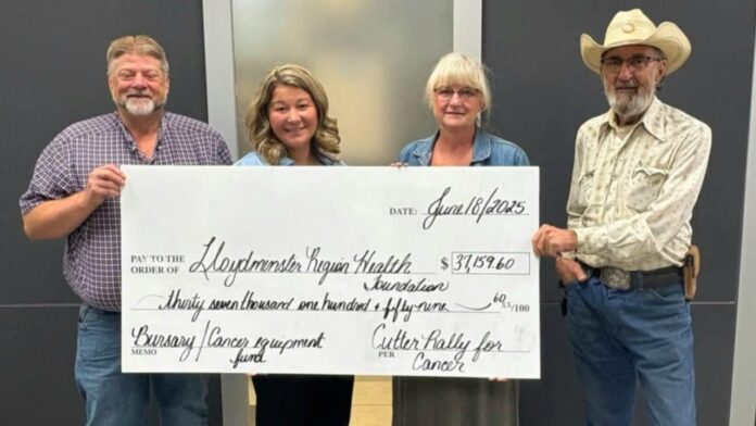 The Cutter Rally for Cancer is donating $37,159.60 for cancer care at the Lloydminster Hospital. Photo credit: LRHF, Facebook.