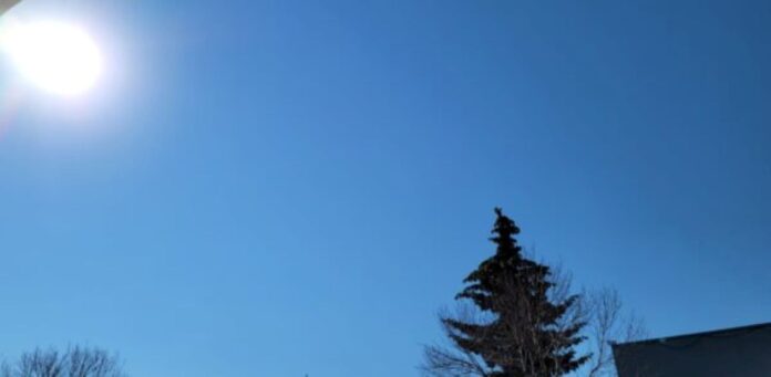 Sunshine against the blue skyline in downtown Lloydminster.
