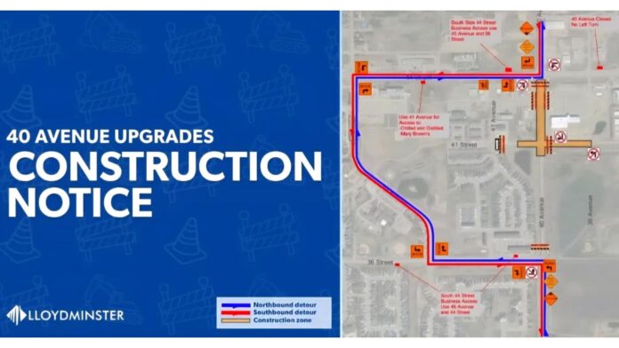 Traffic will be re-routed on 40 Avenue between 44 Street and 36 Street.