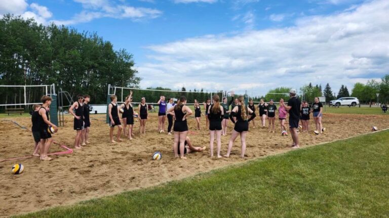 Rustlers Beach Volleyball session. Athletes participate in June/July program at Bud Miller Park.