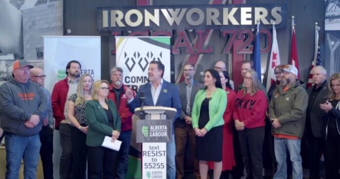 Alberta Federation of Labour President Gil McGowan making his announcement Oct. 29th, 2025. | Photo: AFL Announcement.