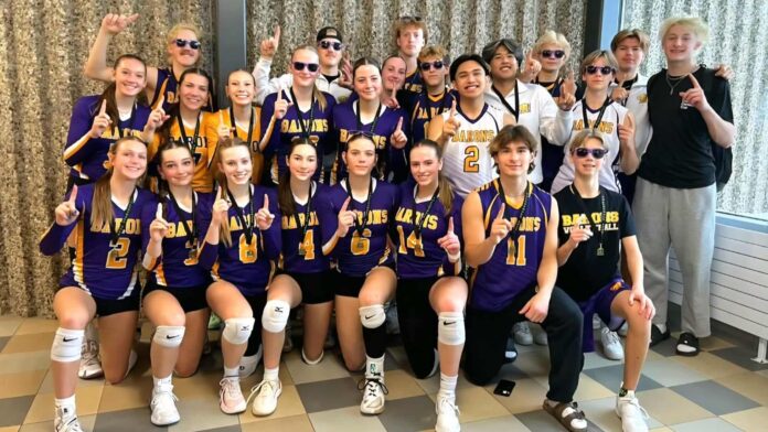 Female Barons Volleyball team ready for Provincials. | Photo credit: LPSD, socials.