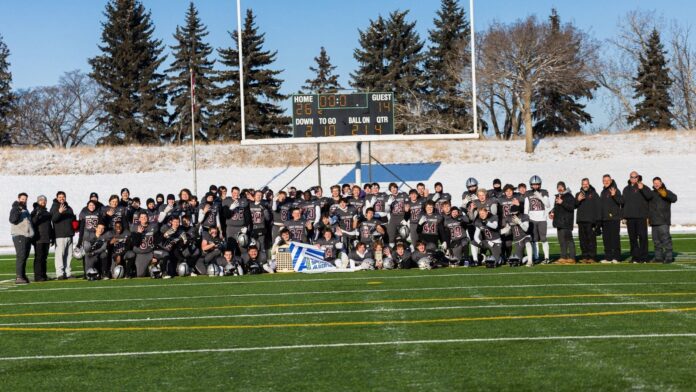 Provincial champs for a fourth time - Holy Rosary Raiders 2025. | Photo credit: Football Alberta.