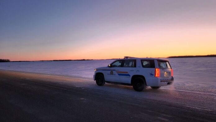 RCMP Cruiser on Saskatchewan highway. | Photo credit: Saskatchewan RCMP, social media.