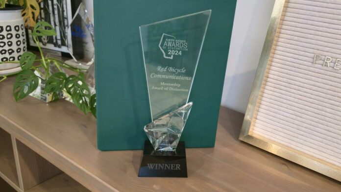 Red Bicycle Communications in Lloydminster won the  Mentorship Award from the Alberta Chambers of Commerce in 2024. | Photo: 106.1 The Goat/Vista Radio.