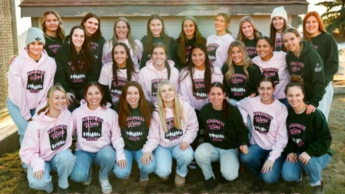Lakeland College Rustlers Women's Hockey Team onboard with a new apparel design for Kindness Wins. | Photo credit: Lloydminster & District Co-op.