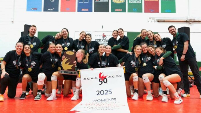 Lakeland College Rustlers women's volleyball win fourth consecutive CCAA National Championship. | Photo credit: Lakeland College Rustlers social media.