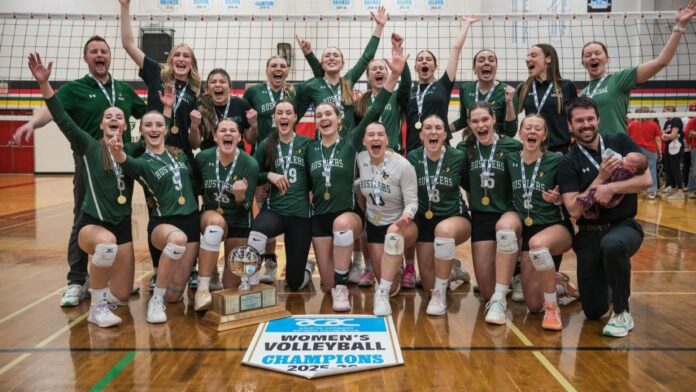 Rustlers women volleyball win four-peat in Alberta. | Photo: ACAC, socials.