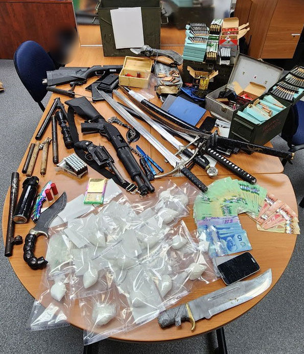 Items seized by RCMP from Thunderchild First Nation home. (Photo provided by RCMP)