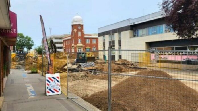 FILE: Downtown construction on 50 Avenue, Lloydminster in 2023. | Photo: Gerry Lampow 106.1 The Goat/Vista Radio.