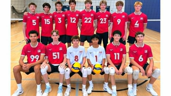 Lloyd Comp Baron, Lennon Mari wearing No. 5 is on Canada's U19 Volleyball Team. | Photo: Volleyball Canada.