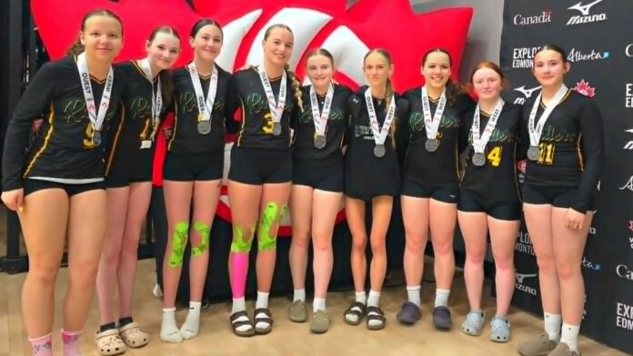 U15 Gold Rustlers Club Volleyball team wins silver at 2026 Nationals in Edmonton. | Photo: Rustlers Women's U15 Gold Volleyball.