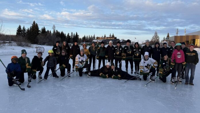 FILE: Rustlers players and young skaters. | Photo: Lakeland College Rustlers Women’s Hockey, socials.