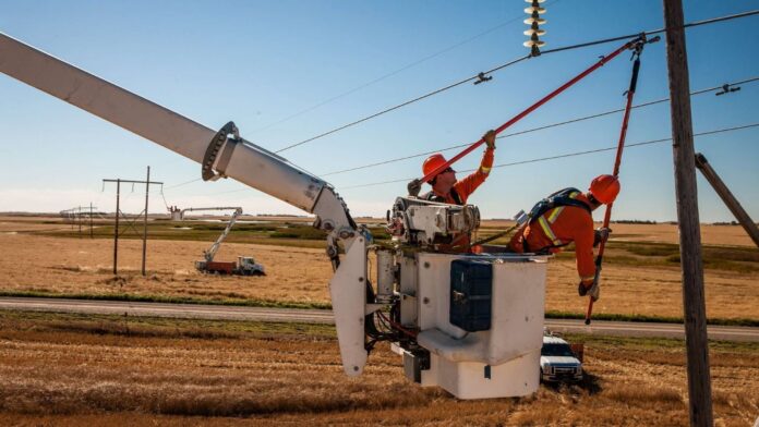 SaskPower technicians at work. | Photo: SaskPower, social media.