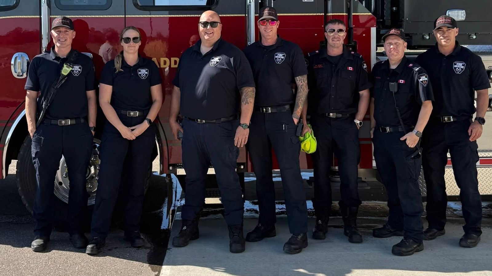 Several firefighters recently completed NFPA 1002-6 Driver/Operator Aerial Operations certification. | Photo: Lloydminster Fire Rescue, social media.