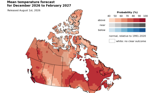 Canadians can expect a very mild winter 2026-27 due to super El Niño. | Photo: Environment and Climate Change Canada.